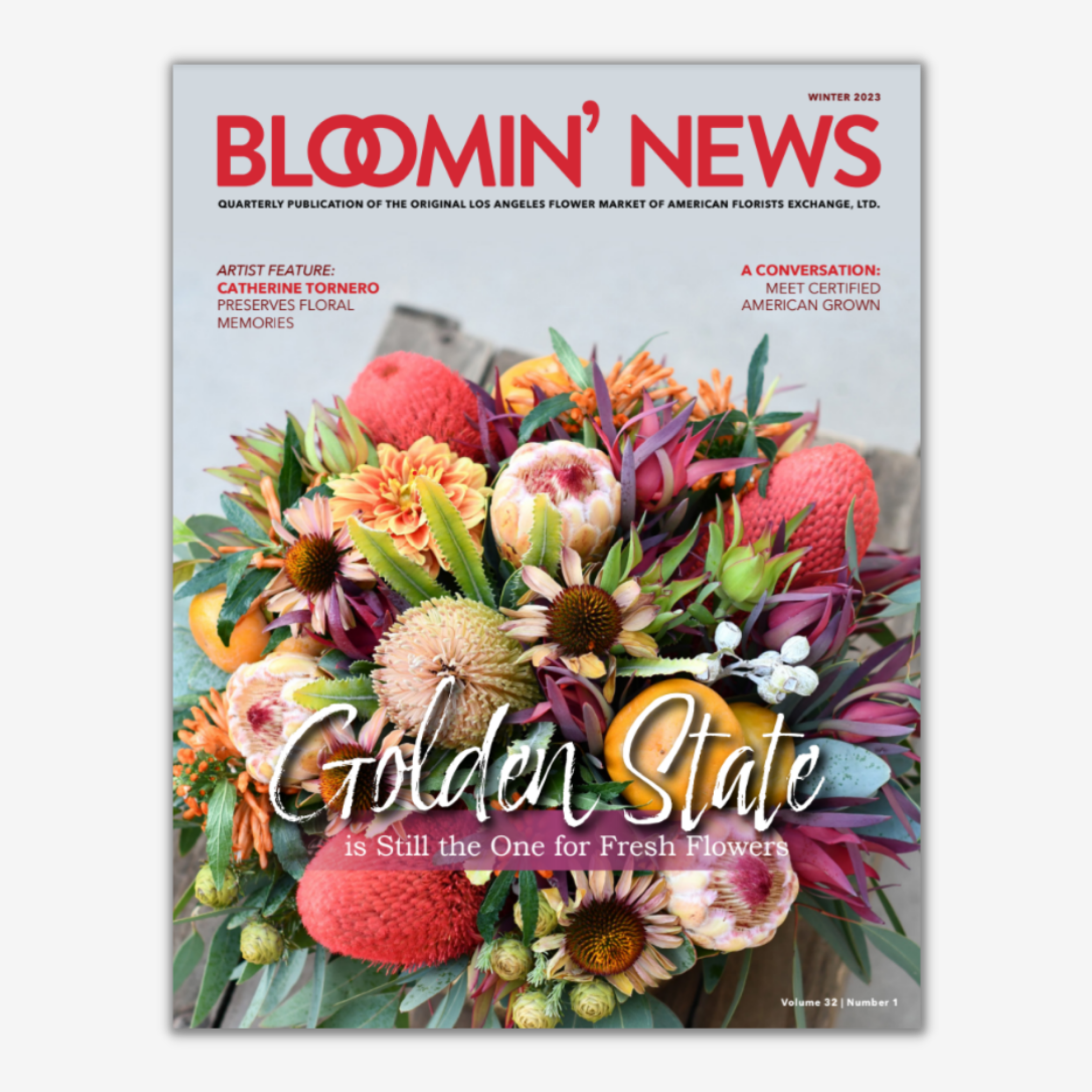 Bloomin New Winter 2023 Cover with Flower Arrangement