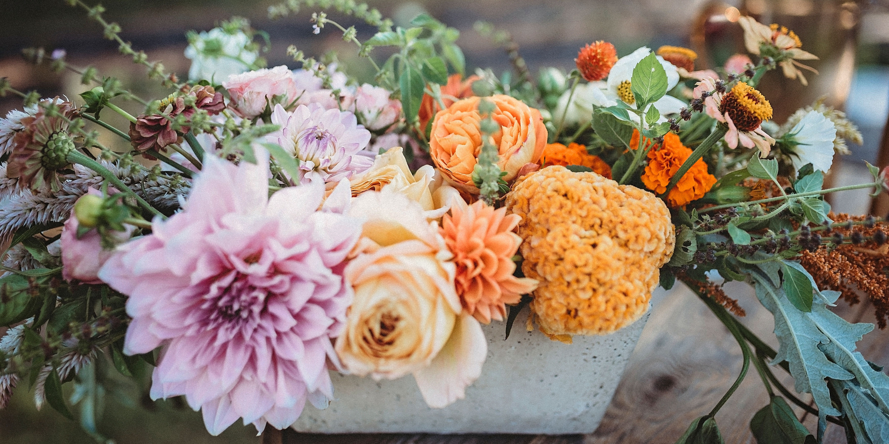 Fall floral arrangement on the table